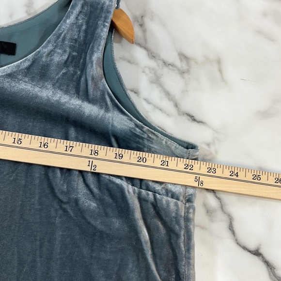 J Crew Tank Top Womens 16 Gray Teal Crushed Velvet Sleeveless Boxy Top - Picture 9 of 10